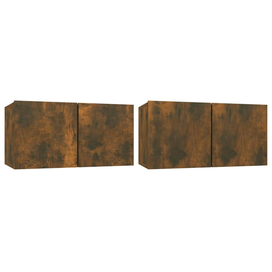 4-Delige Tv-Meubelset Bewerkt Hout Kleurig 80 x 30 x 30 cm Gerookt eiken