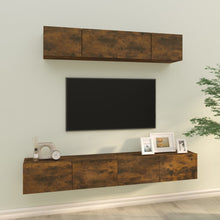 4-Delige Tv-Meubelset Bewerkt Hout Kleurig 80 x 30 x 30 cm Gerookt eiken
