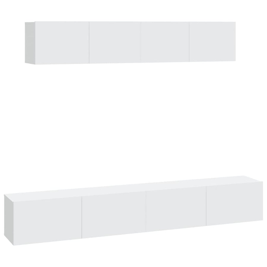-Delige Tv-Meubelset Bewerkt Hout 100 x 30 x 30 cm Wit