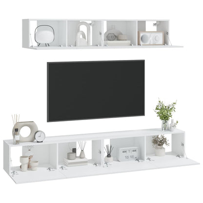 -Delige Tv-Meubelset Bewerkt Hout 100 x 30 x 30 cm Wit