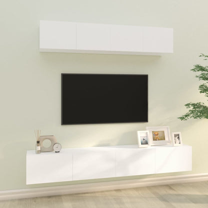 -Delige Tv-Meubelset Bewerkt Hout 100 x 30 x 30 cm Wit