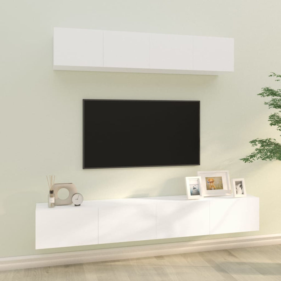 -Delige Tv-Meubelset Bewerkt Hout 100 x 30 x 30 cm Wit