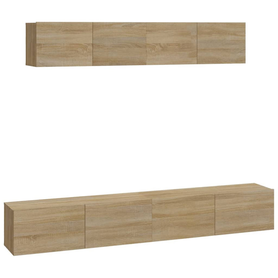 -Delige Tv-Meubelset Bewerkt Hout Kleurig 100 x 30 x 30 cm Sonoma eiken