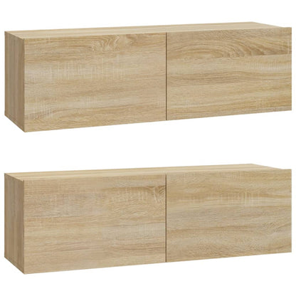 -Delige Tv-Meubelset Bewerkt Hout Kleurig 100 x 30 x 30 cm Sonoma eiken