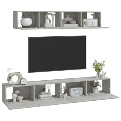 -Delige Tv-Meubelset Bewerkt Hout 100 x 30 x 30 cm Betongrijs