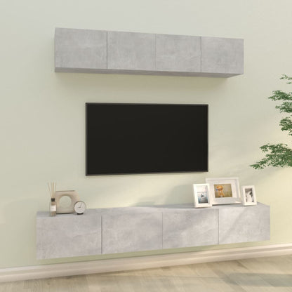 -Delige Tv-Meubelset Bewerkt Hout 100 x 30 x 30 cm Betongrijs