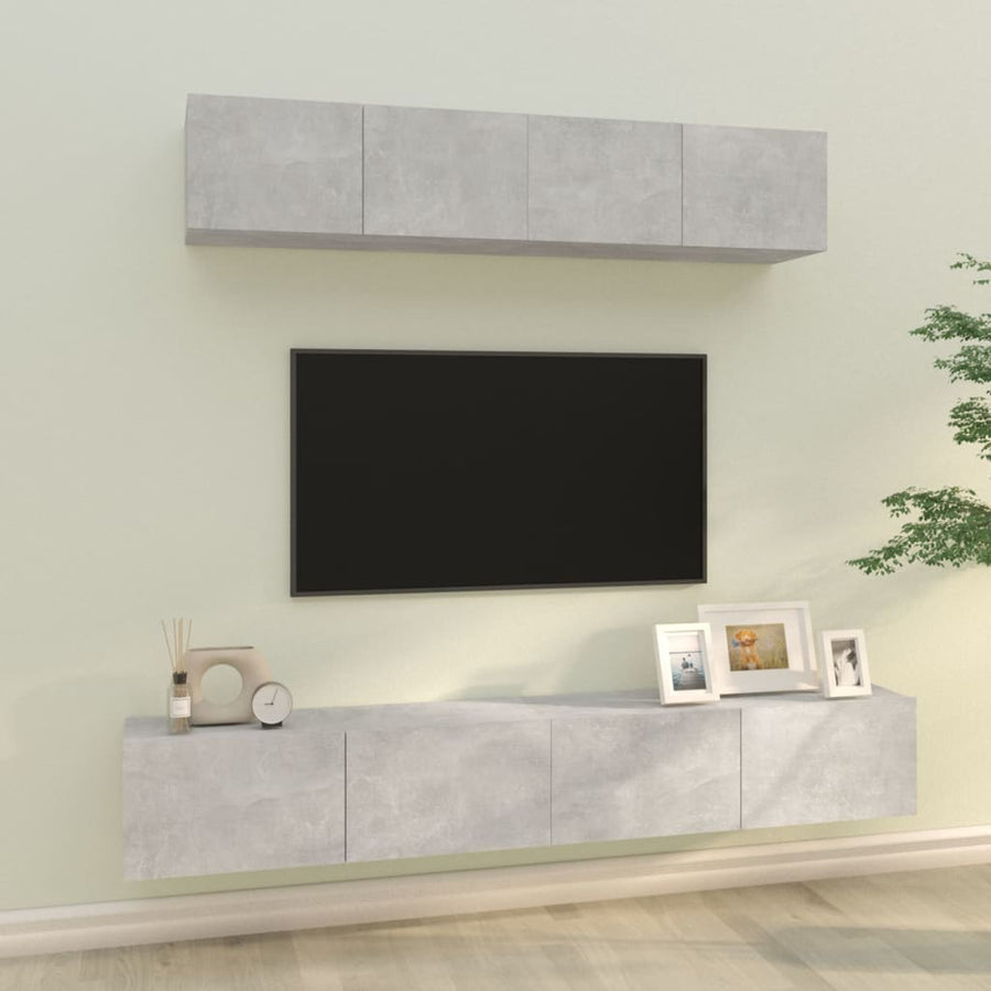 -Delige Tv-Meubelset Bewerkt Hout 100 x 30 x 30 cm Betongrijs