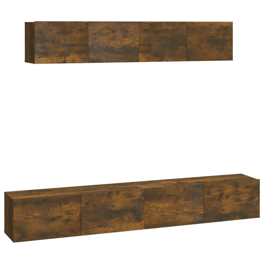 -Delige Tv-Meubelset Bewerkt Hout Kleurig 100 x 30 x 30 cm Gerookt eiken
