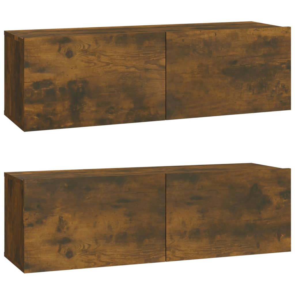 -Delige Tv-Meubelset Bewerkt Hout Kleurig 100 x 30 x 30 cm Gerookt eiken