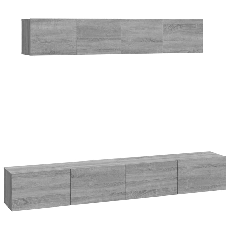 -Delige Tv-Meubelset Bewerkt Hout Eikenkleurig 100 x 30 x 30 cm Grijs sonoma