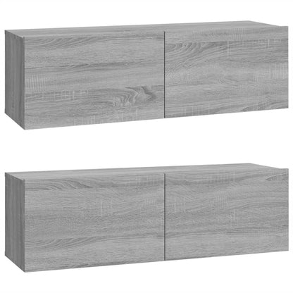 -Delige Tv-Meubelset Bewerkt Hout Eikenkleurig 100 x 30 x 30 cm Grijs sonoma