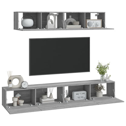 -Delige Tv-Meubelset Bewerkt Hout Eikenkleurig 100 x 30 x 30 cm Grijs sonoma