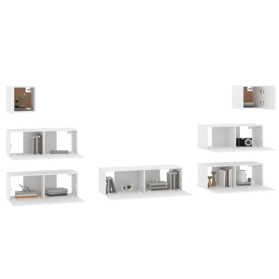 -Delige Tv-Meubelset Bewerkt Hout Wit