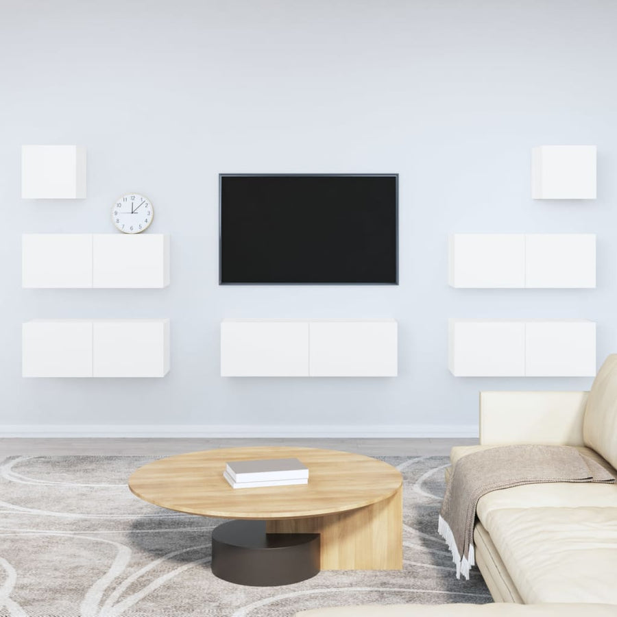 -Delige Tv-Meubelset Bewerkt Hout Wit