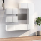 6-piece TV cabinet set, engineered wood, white