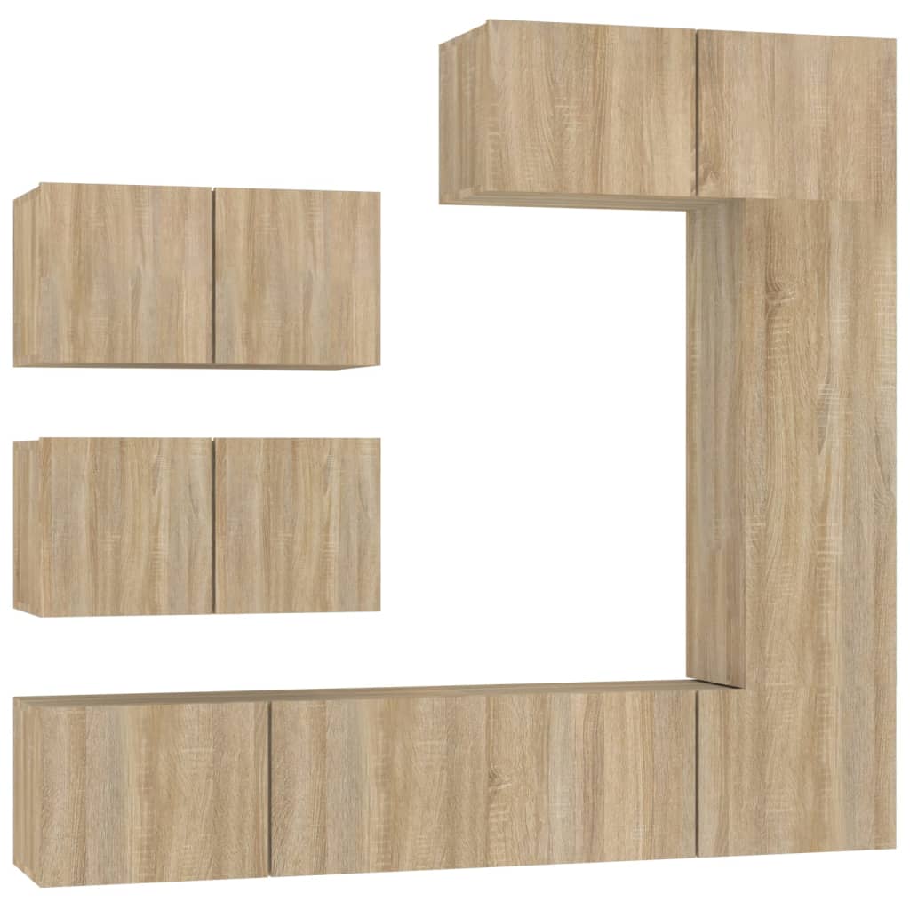 -Delige Tv-Meubelset Bewerkt Hout Kleurig 6 80 x 30 x 30 cm Sonoma eiken