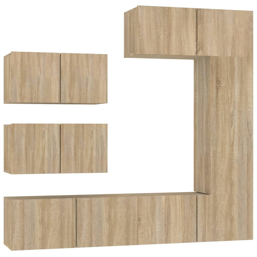 -Delige Tv-Meubelset Bewerkt Hout Kleurig 6 80 x 30 x 30 cm Sonoma eiken