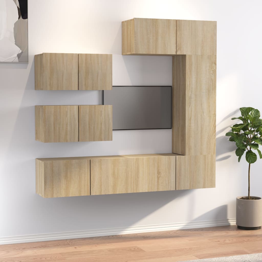 -Delige Tv-Meubelset Bewerkt Hout Kleurig 6 80 x 30 x 30 cm Sonoma eiken