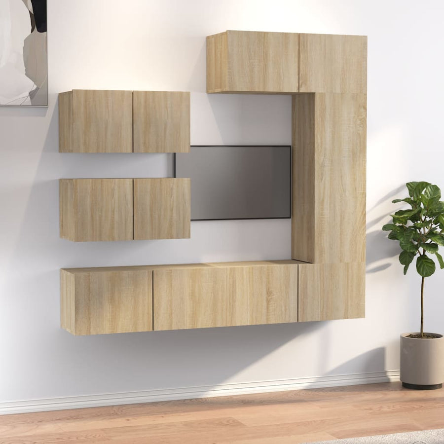-Delige Tv-Meubelset Bewerkt Hout Kleurig 6 80 x 30 x 30 cm Sonoma eiken