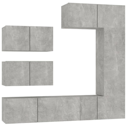 -Delige Tv-Meubelset Bewerkt Hout 6 80 x 30 x 30 cm Betongrijs