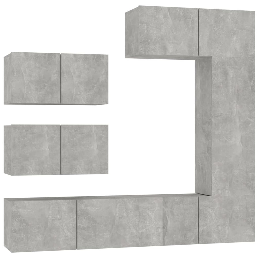 -Delige Tv-Meubelset Bewerkt Hout 6 80 x 30 x 30 cm Betongrijs