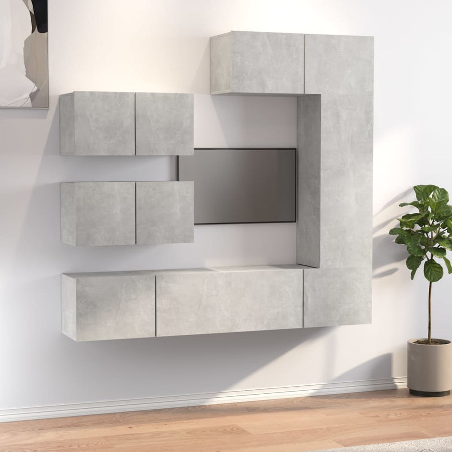 -Delige Tv-Meubelset Bewerkt Hout 6 80 x 30 x 30 cm Betongrijs
