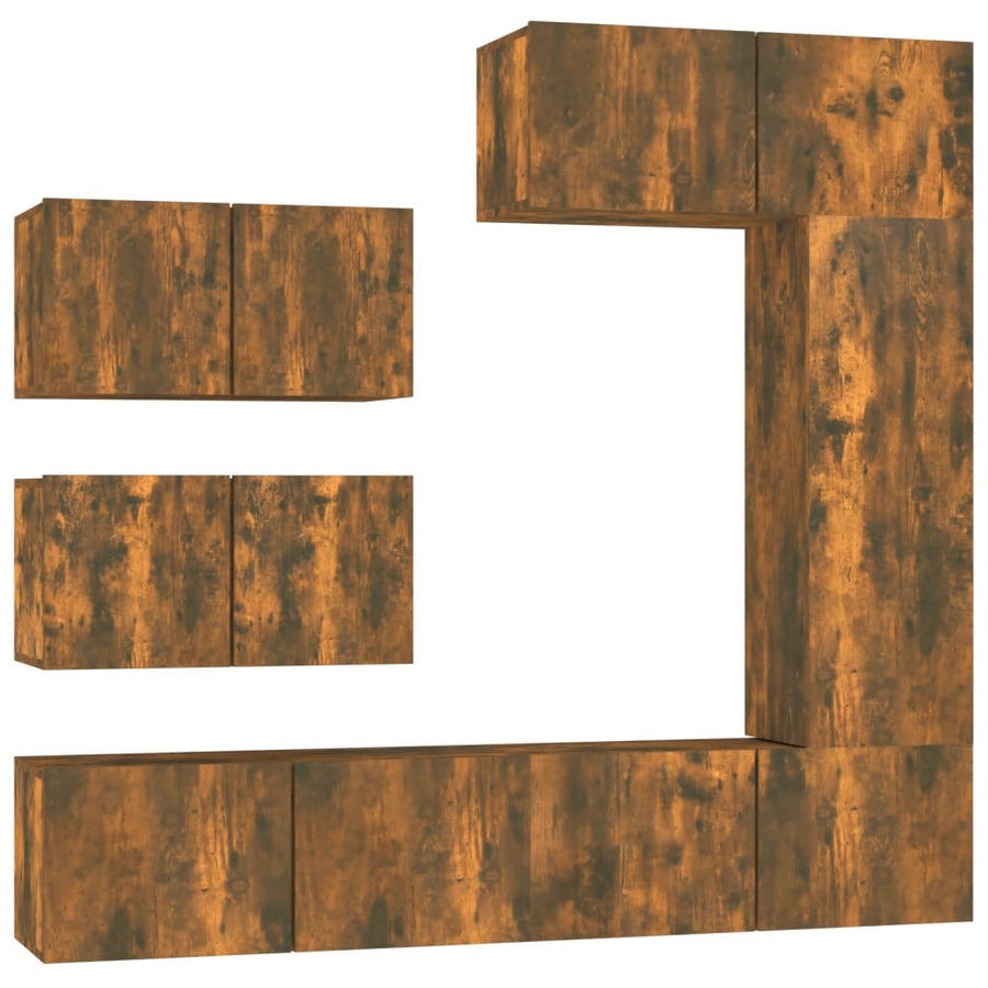 6-Delige Tv-Meubelset Bewerkt Hout Kleurig 80 x 30 x 30 cm Gerookt eiken