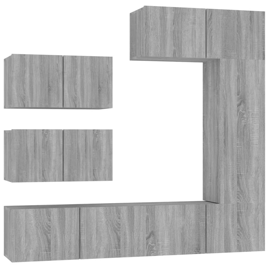 -Delige Tv-Meubelset Bewerkt Hout Eikenkleurig 6 80 x 30 x 30 cm Grijs sonoma