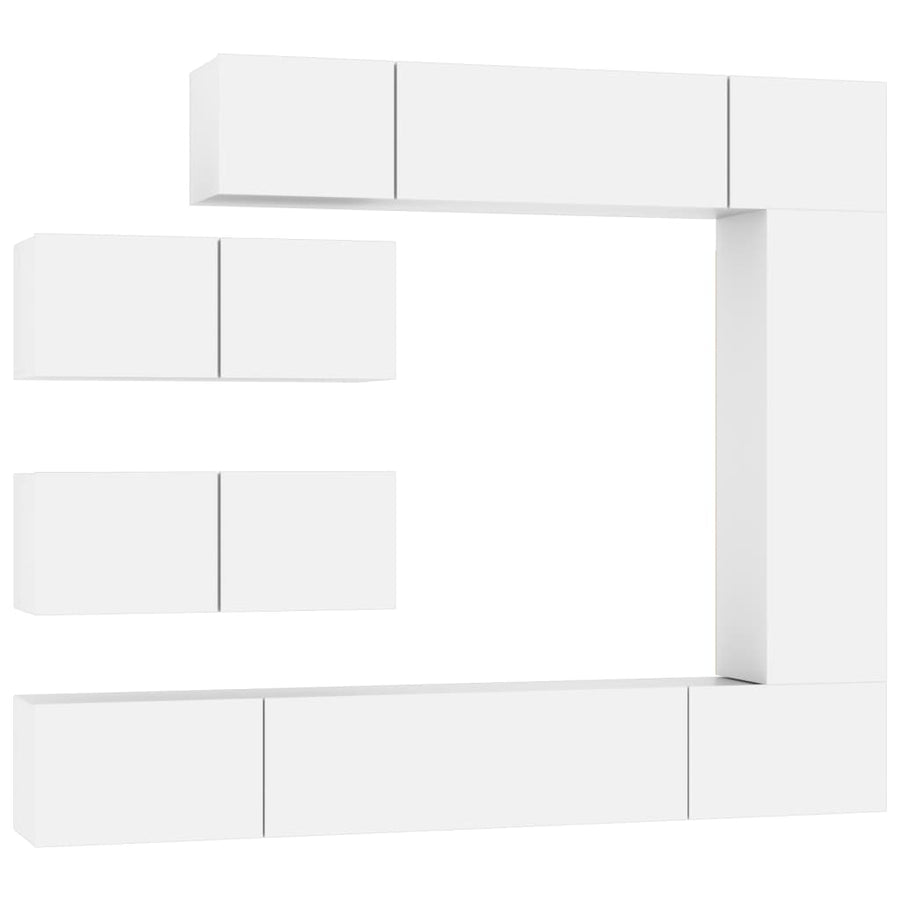 -Delige Tv-Meubelset Bewerkt Hout 7 100 x 30 x 30 cm Wit