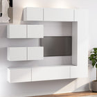 7-piece TV unit set engineered wood white