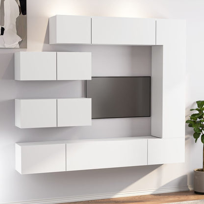 -Delige Tv-Meubelset Bewerkt Hout 7 100 x 30 x 30 cm Wit