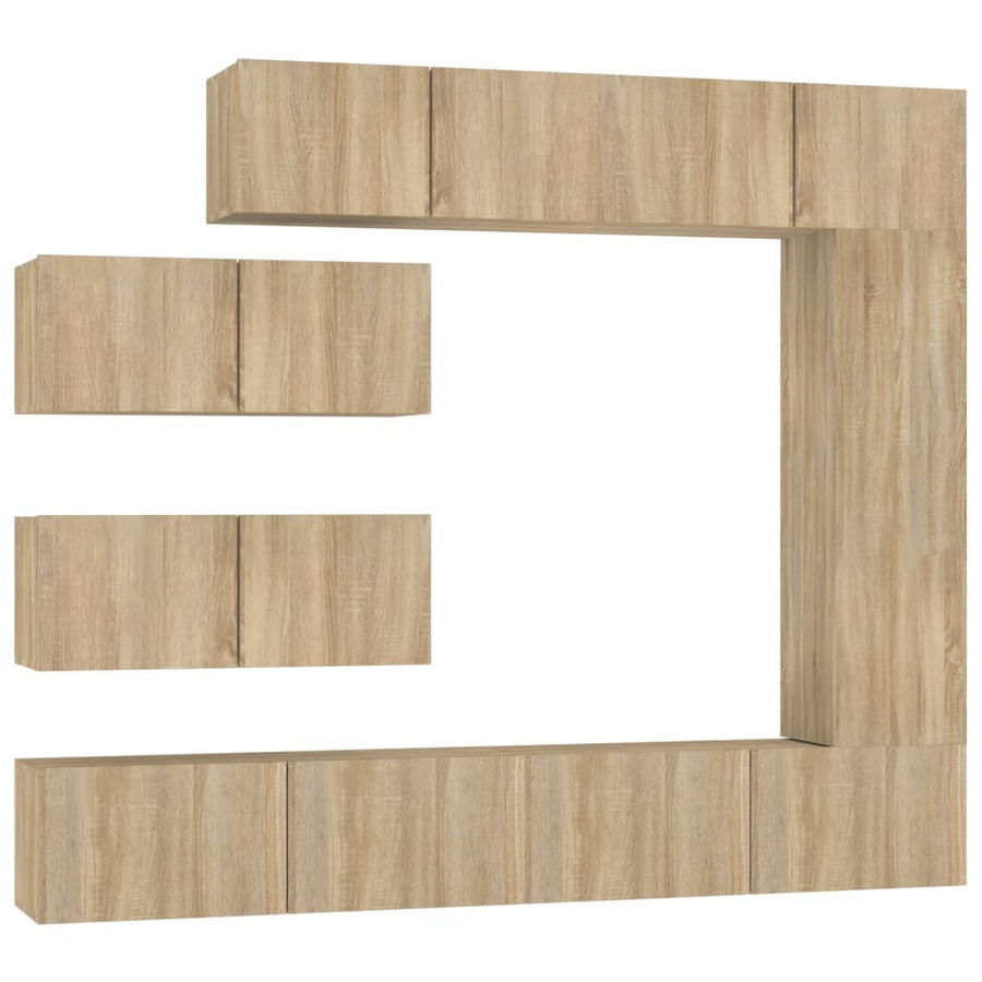 -Delige Tv-Meubelset Bewerkt Hout Kleurig 7 100 x 30 x 30 cm Sonoma eiken