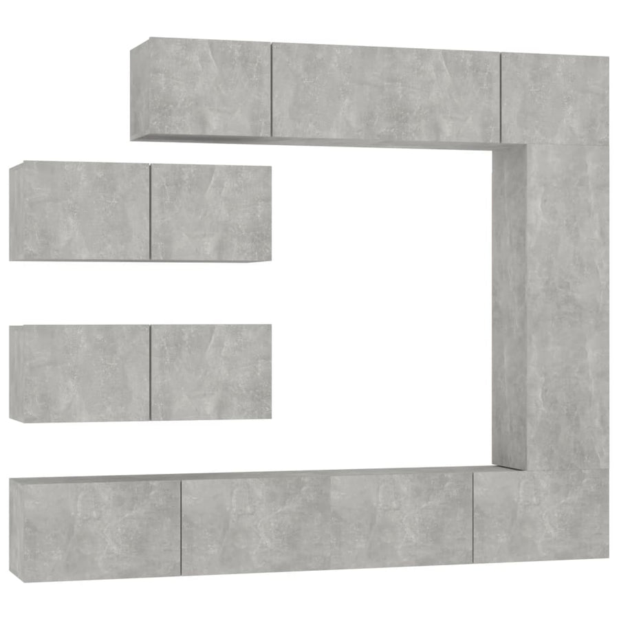 -Delige Tv-Meubelset Bewerkt Hout 7 100 x 30 x 30 cm Betongrijs