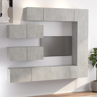 -Delige Tv-Meubelset Bewerkt Hout 7 100 x 30 x 30 cm Betongrijs