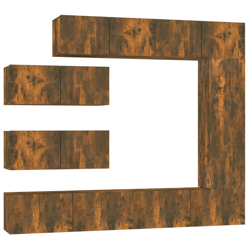 -Delige Tv-Meubelset Bewerkt Hout Kleurig 7 100 x 30 x 30 cm Gerookt eiken