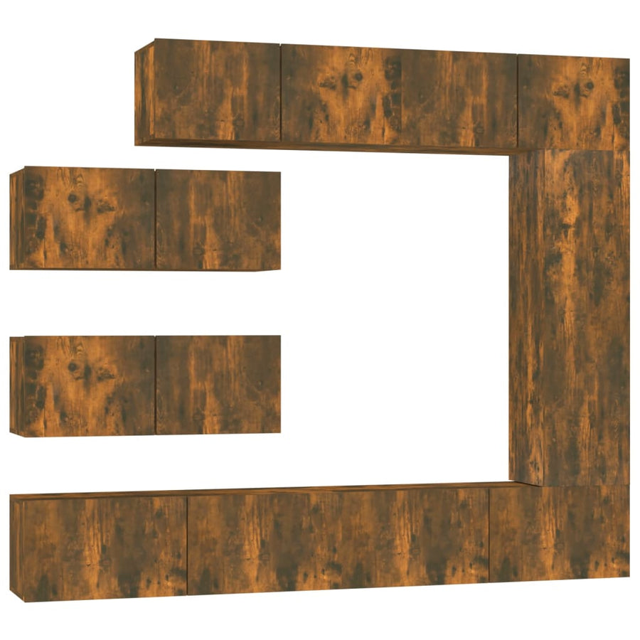 -Delige Tv-Meubelset Bewerkt Hout Kleurig 7 100 x 30 x 30 cm Gerookt eiken