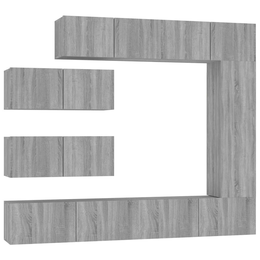 -Delige Tv-Meubelset Bewerkt Hout Eikenkleurig 7 100 x 30 x 30 cm Grijs sonoma