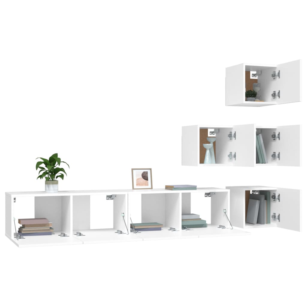Tv-Wandmeubel Bewerkt Hout Wit