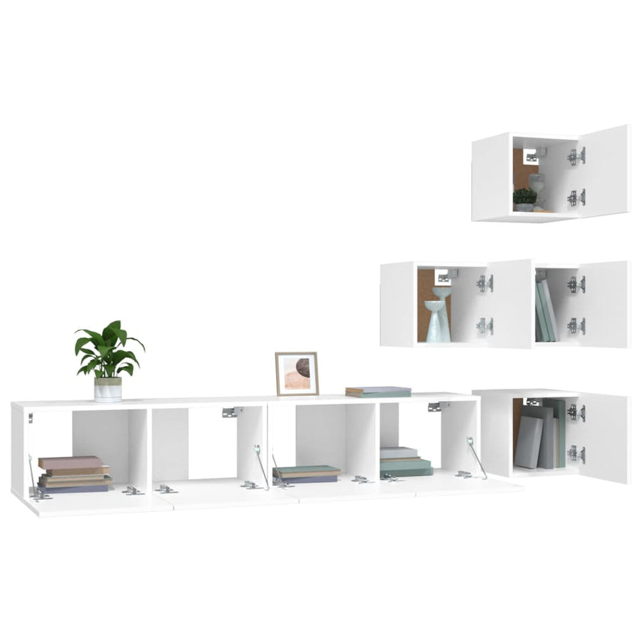 Tv-Wandmeubel Bewerkt Hout Wit