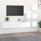 Tv-wandmeubel bewerkt hout wit 4x 30x30cm 2x 80x30cm
