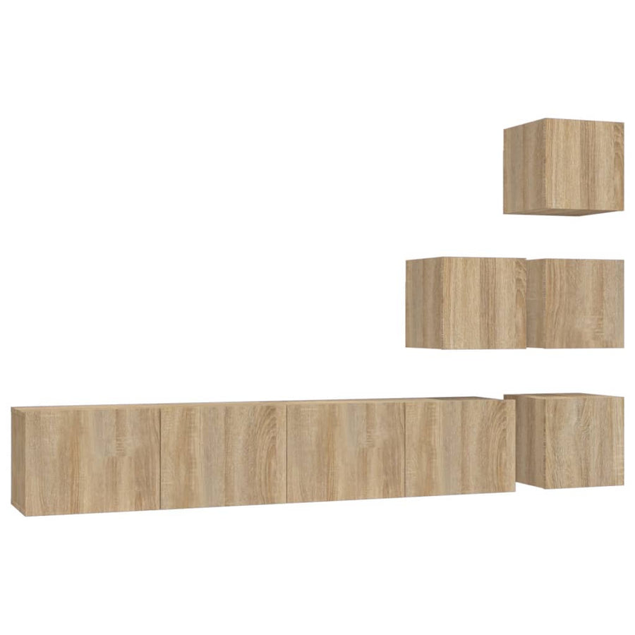 Tv-Wandmeubel Bewerkt Hout Kleurig Sonoma eiken