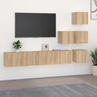 Tv-wandmeubel sonoma eiken bewerkt hout