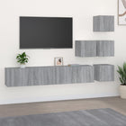 TV wall unit treated wood grey Sonoma oak colour