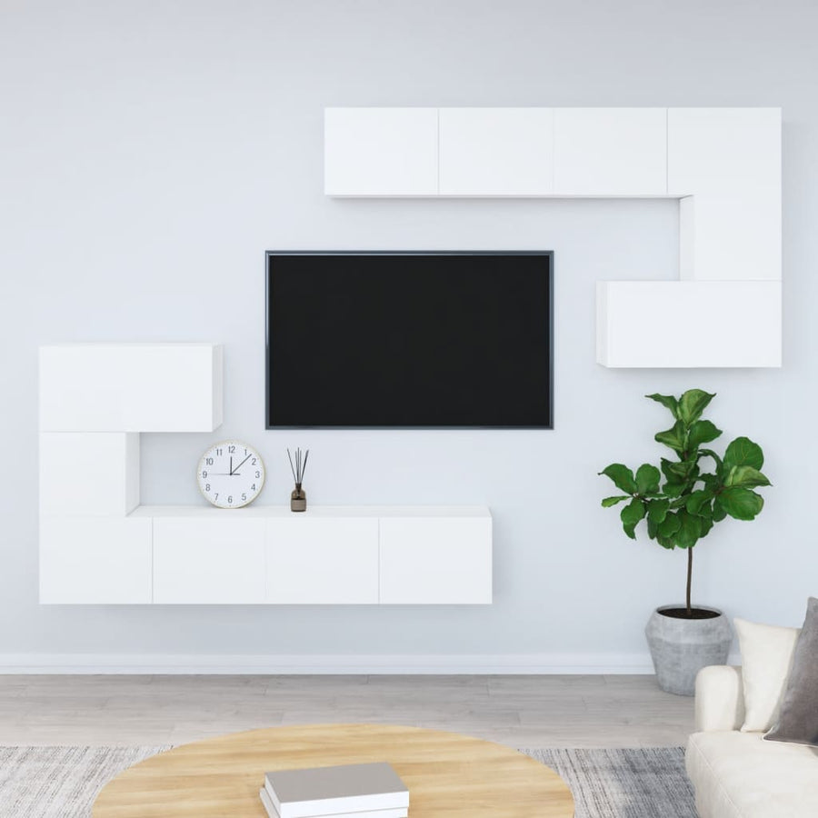 Tv-Wandmeubel Bewerkt Hout 80 cm Wit