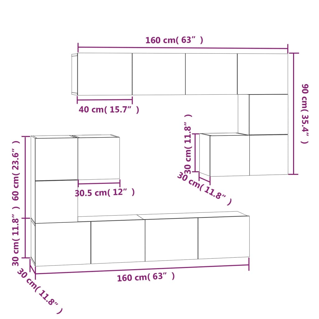 Tv-Wandmeubel Bewerkt Hout Kleurig 80 cm Sonoma eiken