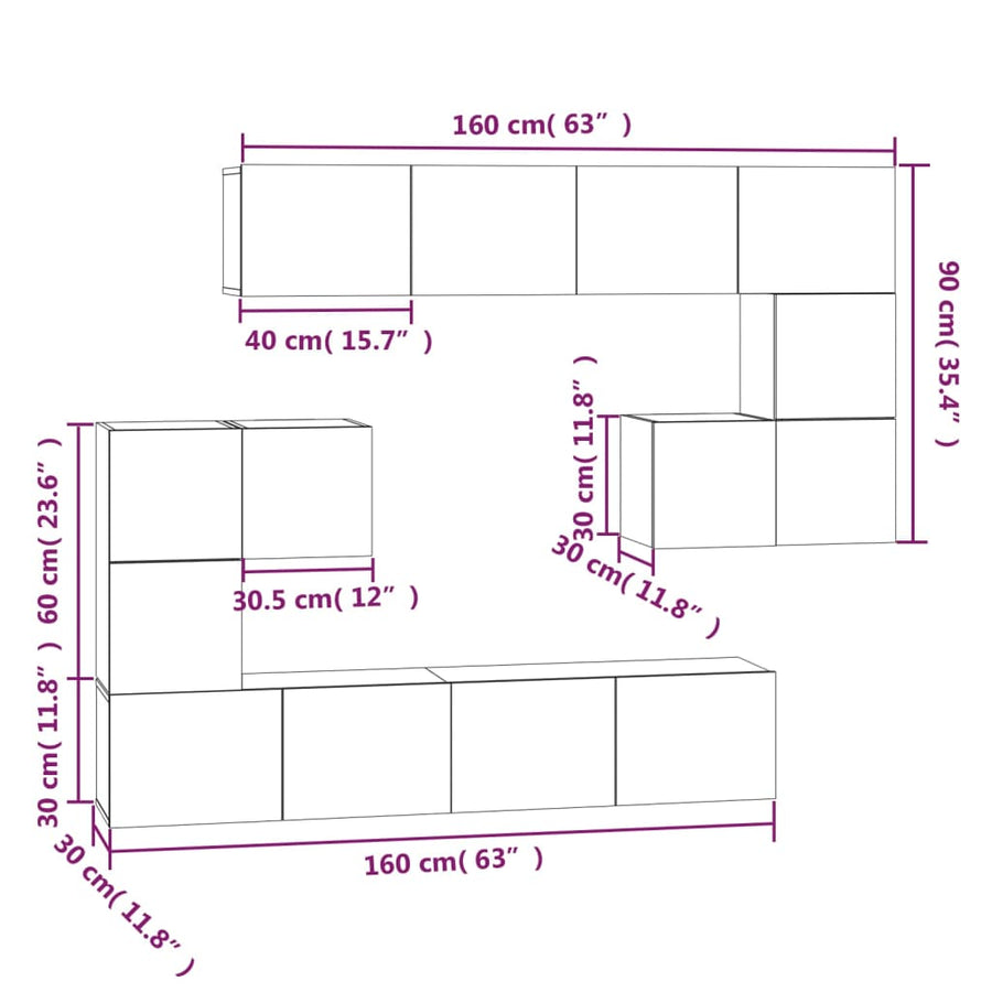 Tv-Wandmeubel Bewerkt Hout Kleurig 80 cm Sonoma eiken
