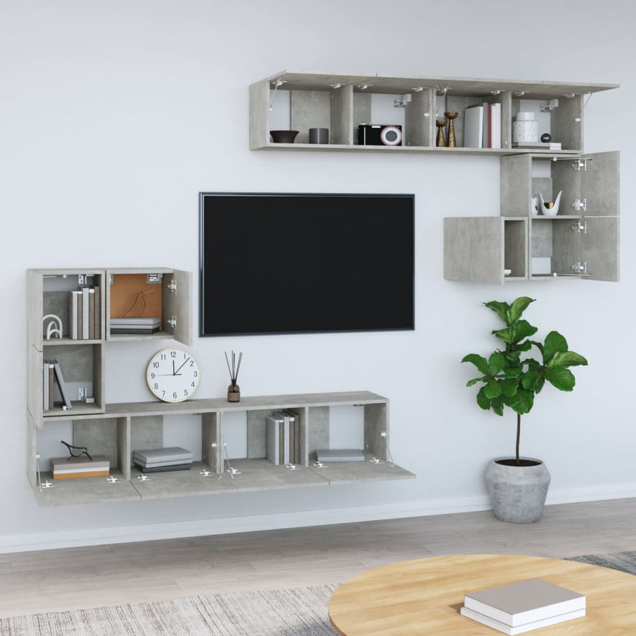Tv-Wandmeubel Bewerkt Hout 80 x 30 x 30 cm Betongrijs