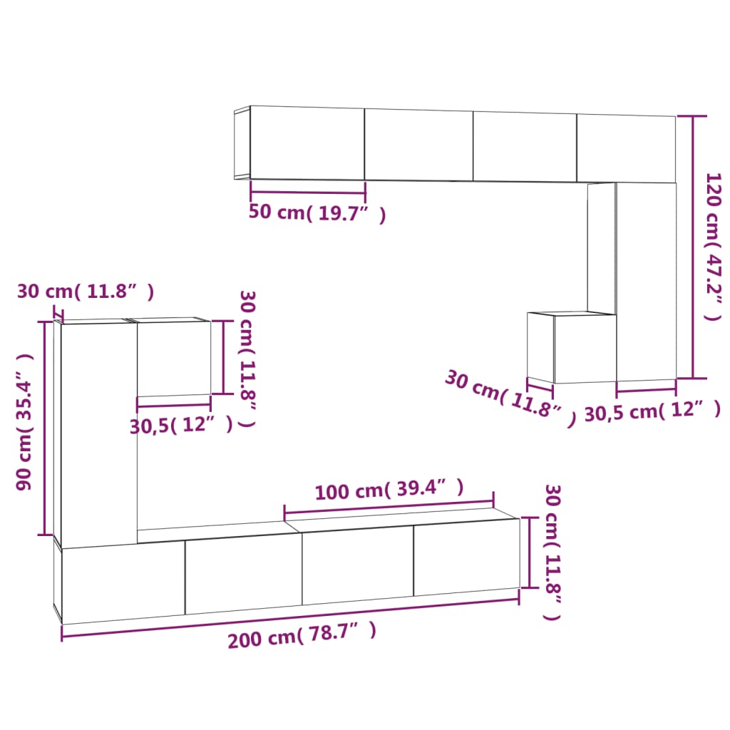Tv-Wandmeubel Bewerkt Hout 100 x 30 x 30 cm Wit