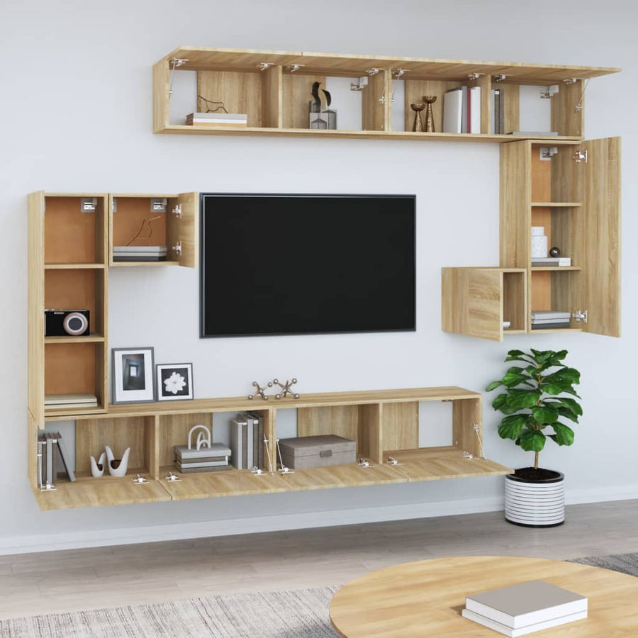 Tv-Wandmeubel Bewerkt Hout Sonoma Eikenkleurig
