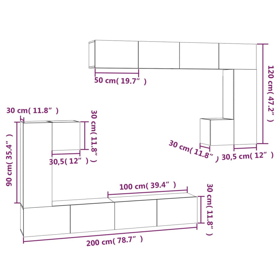 Tv-Wandmeubel Bewerkt Hout Kleurig 100 cm